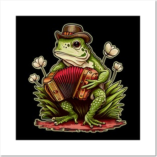 Irish Cottagecore Frog Playing Accordion Posters and Art